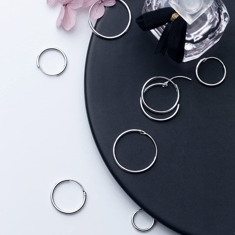 EPIRORA Sterling Silver Hoop Earrings for Women Men, Hypoallergenic Cartilage Earring Endless Small Hoop Earrings Set, 3 Pairs Tragus Earrings (8mm/10mm/12mm) - Image 4